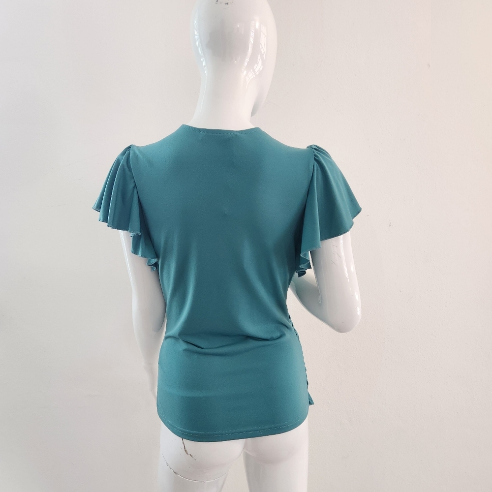 Grace Karin Small Emerald Wrap Blouse Elegant & Flattering - Picture 7 of 16